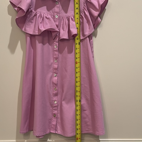 The Shirt By Rochelle Behrens The Ayla Purple Shirt Dress Small Ruffle Mini - Picture 13 of 15